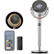 Dreo Smart Standventilator mit RGB Light, 120° +120° Oszillierend, 9 Geschwindigkeiten, 20dB Leiser Motor, Fernbedienung, 8H Timer, Silber