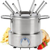 ProfiCook Elektro-Fondue PC-FD 1288, Edelstahl Fondue-Set für Öl-, Schokolade- und Käsefondue, 1,2 Liter Füllmenge, stufenlos regelbarer Thermostat, 8 Edelstahl-Fonduegabeln