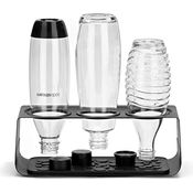 SodaStream Premium Flaschenabtropfhalter aus Edelstahl, kompatibel mit allen SodaStream Flaschen, in matt schwarz, 34,6x14,8x12,6 cm