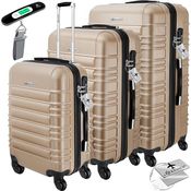 KESSER® 3tlg. Hartschalenkofferset Hartschalenkoffer Reisekoffer Set Reisekofferset Trolley Koffer Inkl. Kofferwaage + Gepäckanhänger Rollkoffer Schloss 4 Rollen ABS-Hartschale Teleskopgriff M-L-XL