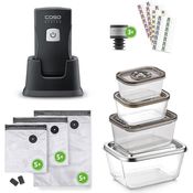 Caso Vacu OneTouch Pro Set - Kabelloser Handvakuumierer mit starker Pumpenleistung 12 Liter/Minute, Lithium-Ionen-Akku für 85 min Laufzeit, inkl. umfangreichem Zubehör