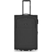Redolz Essentials 12 2 Rollen Trolley M 67 cm mit Dehnfalte, Schwarzer Koffer (65 l, M)