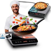Stillstern Doppel-Induktionskochplatte, ChefKoch Xtreme Uno 2100W, mit 24h. Timer, Lautlos-Funktion, Glaskeramik
