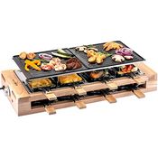 KLAMER Raclette 8 Personen, 1500W Raclette Grill mit Holzgestell, Raclette mit antihaftbeschichteter Grillplatte, Tischgrill elektrisch