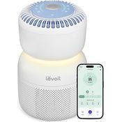Levoit HEPA Luftreiniger Sprout, 5 Sensoren, Echtzeit-Luftqualitätsanzeige, App-Steuerung, Nachtlicht und Weißes Rauschen für besseren Schlaf
