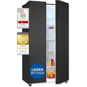 Exquisit Side-by-Side-Kühlschrank, NoFrost, 442 Liter, LED-Display, inoxlook-az