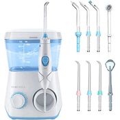 TUREWELL Munddusche,Elektrische Zahnzwischenraumreiniger mit 10 Druckstufen und 8 Düsen ,IPX7 Wasserdicht Oral Irrigator, 600ML Wasser Flosser für Zuhause(Weiß)