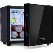 Klarstein Frosty Mini-Kühlschrank, 10 Liter, schwarz, mit Spiegelglastür, geräuscharm und stufenloser Temperatureinstellung 12-18 °C