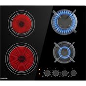 Klarstein MultiChef 4 Kombi-Gaskochfeld , Gas Glaskeramik , 6,4 kW aufgeteilt auf 4 Kochzonen ,  9 Leistungsstufen ,  Flammenausfall-Schutz