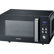 Severin MW 7763 Mikrowelle mit Keramikboden und Grill, Standgerät, Garraum 25L, 900W, 2 Leistungsstufen, Drehregler, schwarz