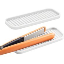 Bild für mDesign 2er-Set Matte aus Silikon für Lockenstab und Glätteisen praktische Auflage für den Waschtisch schützende Ablage für erhitzte Haarstyling-Geräte weiß