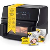 KOCHWERK Vario-Doppelkammer Heißluftfritteuse 9 L | Airfryer mit teilbarer Kammer, Touchscreen & 8 Programmen | Frittieren ohne Öl - fettarm | 2700 W Smart-Cook Funktion, Silber