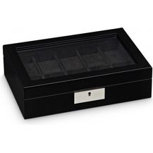 Bild für Hermann Jäckle Ensingen Uhrenbox für 10 Uhren mit Glasfenster schwarz hochglanz