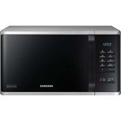 Samsung MS23K3513AS Mikrowelle, Standgerät, 23 Liter Garraum, 800 Watt, Dampfgarer-Funktion, Auftauen, silber, schwarz