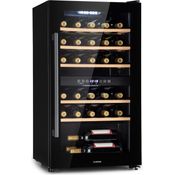 Klarstein Barossa 29 Duo Weinkühlschrank, freistehend, schwarz, 29 Flaschen, 2 Temperaturzonen, Drucktasten-Steuerung, Energieklasse G