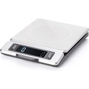 OXO Good Grips 11-Pfund Lebensmittelwaage, Ausziehbare Edelstahl-Küchenwaage mit Gewichtsanzeige, Silber