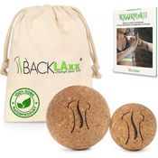 BACKLAxx® Massageball Faszienball, 2-tlg. aus Kork, antibakteriell & langlebig