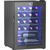 HOMCOM Weinkühlschrank 20 Flaschen 53L 5-18℃ Kompressor Getränkekühlschrank mit Anti-UV Glastür, Flaschenkühlschrank mit LED-Leuchte, Kleiner Weinschrank mit Touch-Screen in Schwarz