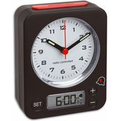 TFA Dostmann Funkwecker Combo TFA 60.1511 analoger Wecker mit Funkuhr, Rundumlaufender Hintergrundbeleuchtung und Fluoreszierende Zeiger, schwarz-rot