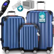 Monzana 3tlg. Kofferset Hartschalen Koffer M-L-XL, Zwillingsrollen, Gel-Griffe, Kofferwaage, Standfüße