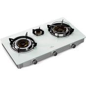 Klarstein Doppelkochplatte Barzona Campingkocher 3 Brenner, Gaskocher Gas Brenner 3 Camping Hob 8450 W, Edelstahl/Glas, kompakt und leistungsstark