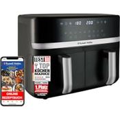 Russell Hobbs Heißluftfritteuse SatisFry 27681-56, 9L Rapid AirFryer mit 2 Kammern (je 4,5L), leiser Betrieb, 9 Programme, spülmaschinenfest, Synchronisierungsfunktion, schwarz/silber
