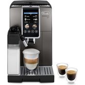 De'Longhi Dinamica Plus ECAM380.95.TB, Kaffeevollautomat mit LatteCrema Milchsystem, One-Touch-Cappuccino, mit 24 Rezepten, 3,5-Zoll TFT-Farbdisplay, 1450W, Titan/Schwarz