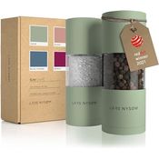 LARS NYSØM Salz und Pfeffer Mühlen Set aus Edelstahl mit einstellbarem Keramik-Mahlwerk 2 Stück I Design Gewürzmühlen Set Manuell (2er Set) (Sage)