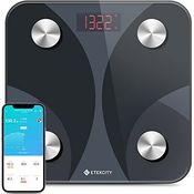 ETEKCITY Körperfettwaage,Personenwaage,ultraschlanke Smarte Waage APP 12 Körperdaten Analysiert BMI,Gewicht,Muskelmasse,Wasser,Protein,BMR usw. IOS&Android,180 kg/400 lb/28 st,Schwarz,1,1.05kg