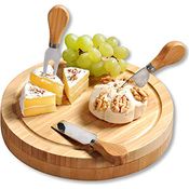 KESPER | Käseschneideplatte mit Besteck, Material: Bambus, Maße: B: 23 x H: 23 x T: 3,6 cm, Farbe: Grün | 58642