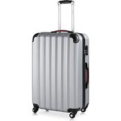 Monzana® Koffer Baseline Handgepäck ABS Hard Case Gehäuse gummierte Rollen Teleskopgriff Zahlenschloss Reisekoffer Hartschalenkoffer Trolley Silber XL
