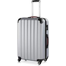 Bild für Monzana® Koffer Baseline Handgepäck ABS Hard Case Gehäuse gummierte Rollen Teleskopgriff Zahlenschloss Reisekoffer Hartschalenkoffer Trolley Silber XL
