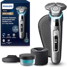 Bild für Philips Shaver S9000 – Elektrischer Nass-& Trockenrasierer für Männer, Dunkelchrom, SkinIQ Technologie, Lift & Cut System, Barttrimmer, Reinigungsstation, Ladestation & Reiseetui (Modell S9974/55)