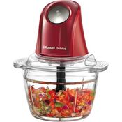 Russell Hobbs Desire Mini Zerkleinerer, elektrisch mit 500ml Glasbehälter, 2-flügeligem Edelstahlmesser, 350W Leistung, rot