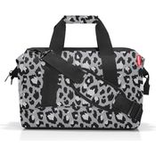 reisenthel Allrounder M Leo Nero, Handtasche mit Leopardenmuster, Schwarz, wasserabweisend, geräumig mit sechs Steckfächern, gepolsterte Tragegriffe und Schultergurt