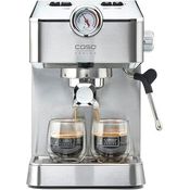 Caso Espresso Gourmet - Siebträgermaschine aus Edelstahl, leistungsstarke 19 bar Ulka-Pumpe, mit Milchaufschäumer, für Kaffeepulver oder ESE Kaffeepads, für 2 Tassen, mit Tassewärmeplatte