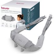 Beurer MG 154 Akku Nacken-Massagegerät mit Wärmefunktion, kabelloser Betrieb bis zu 2 Stunden, 6 handsimulierende Massageköpfe und -finger, 2 Intensitätsstufen, waschbar