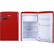 Amica KSR 361 160 R Kühlschrank mit Gefrierfach/Chili Red (Rot) / 88cm Höhe/Retro-Design/LED-Beleuchtung/Gemüseschublade