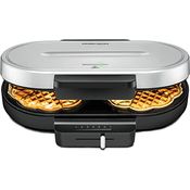 ROMMELSBACHER Waffel Automat WA 1250-2 Herzwaffeln, Backfläche je 16 cm, Antihaftbeschichtung, Backampel, stufenlos regelbar, 1250 Watt, schwarz/silber
