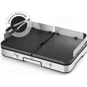 LEBENLANG Elektrogrill Tischgrill elektrisch - Inkl. Grillzange & Spritzschutz I 2400W Für Drinnen & Draußen I Elektrischer Plattengrill Indoor Grills Indoorgrill, Gusseisen-Optik