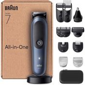 Braun All-in-One Series 7,13-in-1 Groomingset, ProBlade, Nasenhaartrimmer, AutoSense, Rasierer Herren Elektrisch, Body Rasierer, Barttrimmer und Haarschneider, 120 Min Akku, AIO7565, Blau