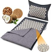 NEOLYMP Akupressurmatte Akupunkturmatte 100% Leinen, Kokosfaserfüllung, 8000 Druckpunkte, beige-grau