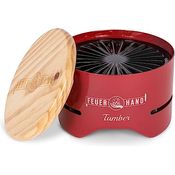 Feuerhand Tischgrill Tamber in Rot | Emaille Grillrost | Anti-Haft | raucharme Verbrennung | Ablaufrillen | mit Tischgrill-Kohle