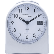 TECHNOLINE WT755 Funkwecker, Silber-Schwarz mit Schlummerfunktion und Hintergrundbeleuchtung, AA-Batteriebetrieb
