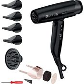 GAMMA+ XCELL S Ionic Haartrockner, 290 g Ultraleichter Haartrockner mit bakterientötender Wirkung, Leise, Smart Memory, LED-Schnittstelle, Selbstreinigende Technologie (SCHUKO-Stecker, Mattes Schwarz)