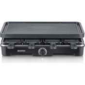 SEVERIN RG 9670 Raclette-Grill, Tischgrill für bis zu 8 Personen, 1.400 W Leistung, schwarz, mit Keramik- & Antihaftbeschichtung und 8 Raclette Pfännchen