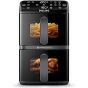 Philips Heißluftfritteuse NA462/70 4000 Series, 10L Dual Basket mit RapidAir Technologie, 2750 W, Schwarz/Dunkelgrau, kupfer Griff