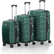 Juskys Hartschale Kofferset Reisekoffer 3-teilig, Zahlenschloss, geräuscharme 360° Rollen, Teleskopgriff, leicht, dunkelgrün