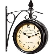 Monzana Wanduhr Vintage Quarzuhrwerke Mit Beidseitigem Ziffernblatt Doppelseitige Bahnhofsuhr Schmiedeeisern Retro Schwarz - Preisvergleich
