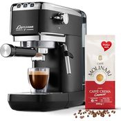 Tchibo Siebträger Espressomaschine Lapressa (Schwarz) mit 15 bar, 980ml Wassertank, 2-Tassen-Funktion, Milchschaumdüse, inkl. 2 doppelwandigen Sieben und Caffè Molinari GRATIS